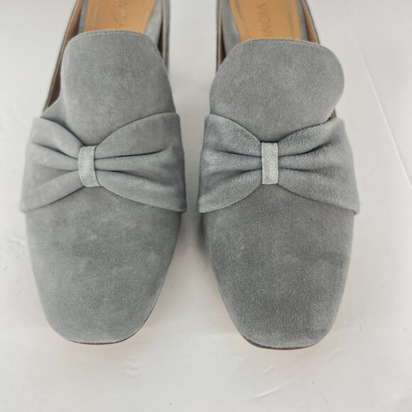 Sz 8- Vionic Plaza Presley Grey Suede Bow Front Square Toe Block Heeled Mules‎ - Picture 5 of 14
